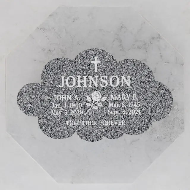 Luxury Flower Shape Flat Granite Grave Marker — luxury granite memorial headstone