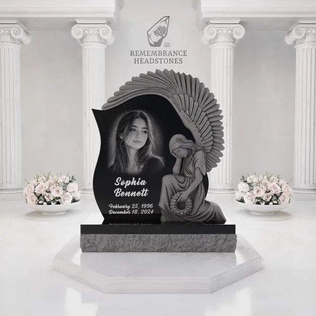 Luxury Mourning Angel Memorial — luxury granite memorial headstone