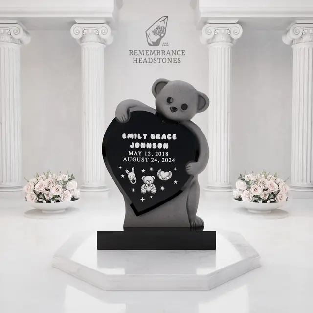  Luxury Teddy Bear Heart Child Memorial — luxury granite memorial headstone