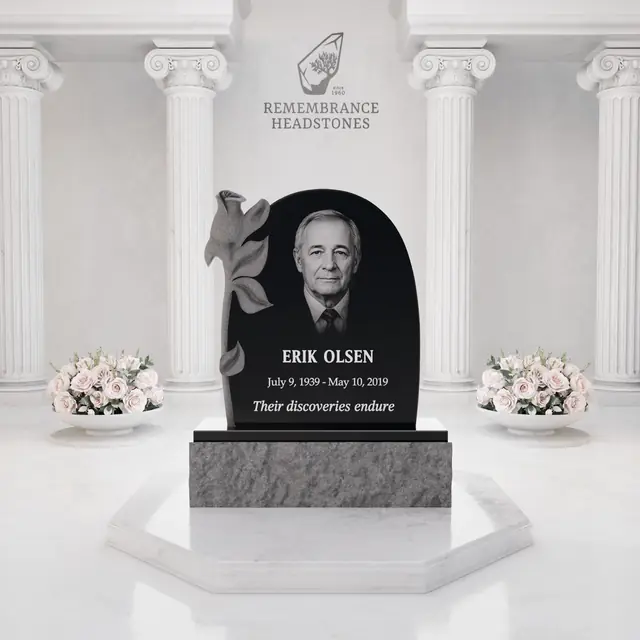 Luxury Calla Lily Granite Headstone — luxury granite memorial headstone