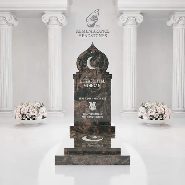Luxury Islamic Crescent Ledger Memorial — luxury granite memorial headstone