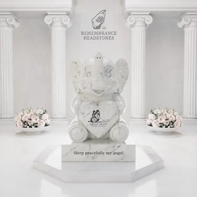 Luxury Baby Elephant Children's Granite Memorial — luxury granite memorial headstone