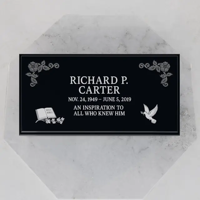 Luxury Beveled Granite Memorial with Doves & Laurel — luxury granite memorial headstone
