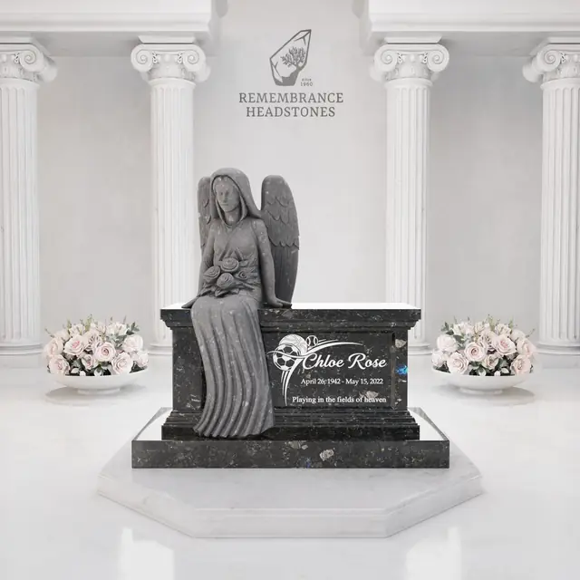 Luxury Marble Angel Columbarium Bench — luxury granite memorial headstone