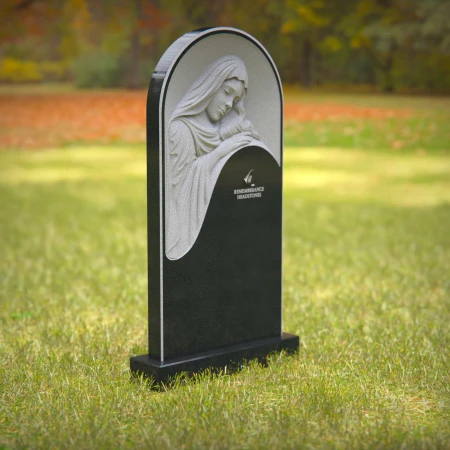 1235 - Elegant Granite Headstone with Engraved Religious Figure - 25