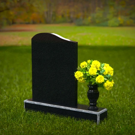 1311 - Elegant Granite Headstone with Gently Curved Top and Flower Vase - 50