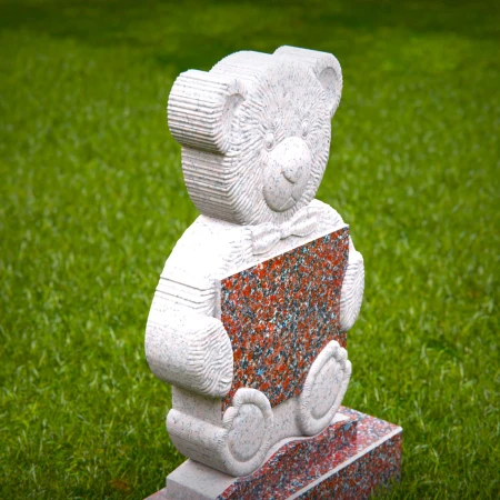 1445 - Children’s Memorial Headstone with Teddy Bear Holding Plaque - 2