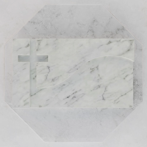 Luxury Maple Leaf Cross Flat Granite Grave Marker