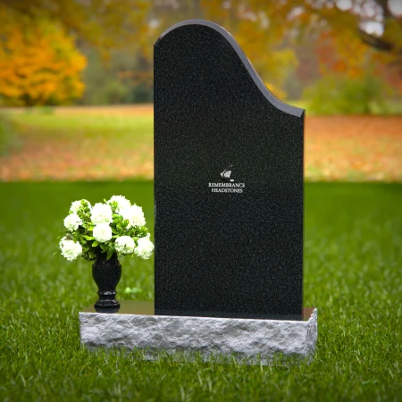 1335 - Elegant Sloped Headstone with Floral Vase