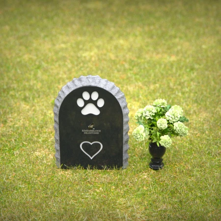 1251 - Pet Memorial Granite Headstone with Paw and Heart Design - 53