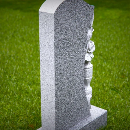 1494 - Granite Headstone with Floral and Vase Carving – Elegant Memorial - 5