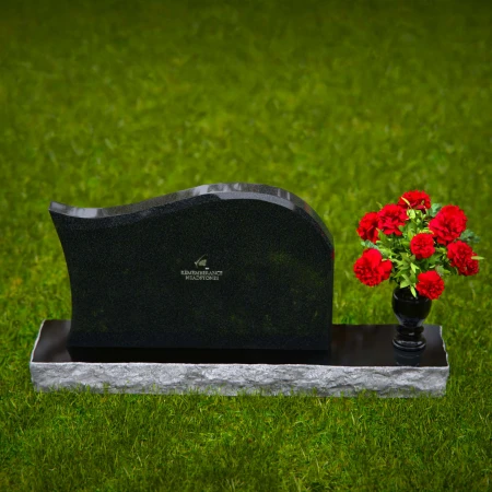 1312 - Modern Waved Granite Headstone with Flower Vase