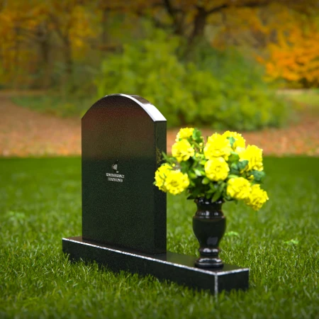 1320 - Classic Arched Granite Headstone with Polished Vase - 56