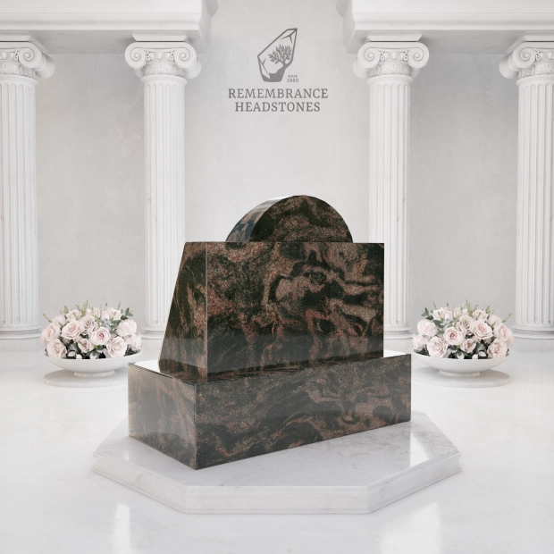 Luxury Portrait Slant Granite Headstone