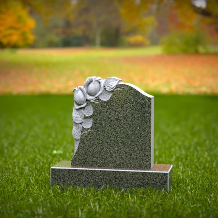 1399 - Floral Carved Memorial Headstone