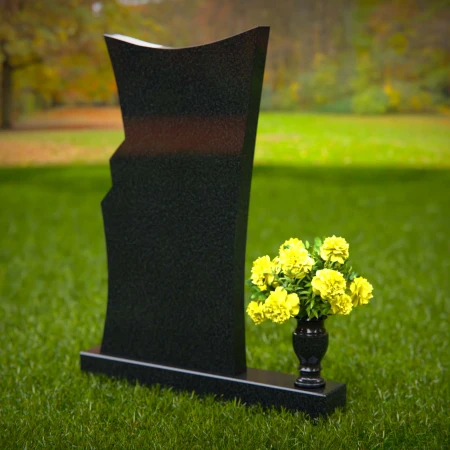 1322 - Contemporary Granite Memorial Headstone with Unique Curved Design - 50