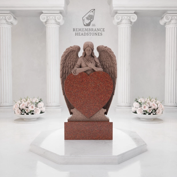 Luxury Companion Angel Heart Granite Memorial