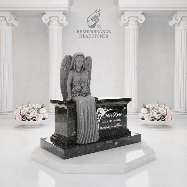 Luxury Marble Angel Columbarium Bench