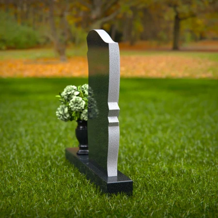 1303 - Elegant Granite Headstone with Curved Design and Flower Vase - 56