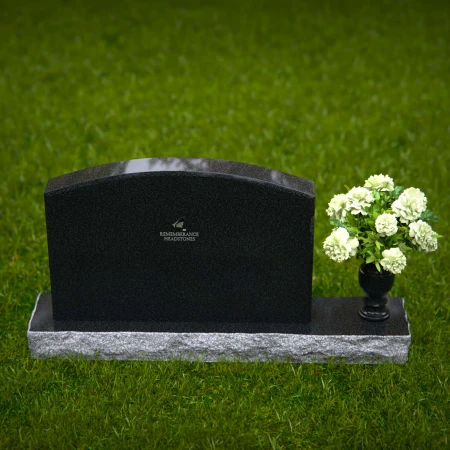 1295 - Elegant Waved Granite Headstone with Single Flower Vase