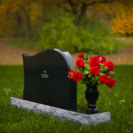 1312 - Modern Waved Granite Headstone with Flower Vase - 52