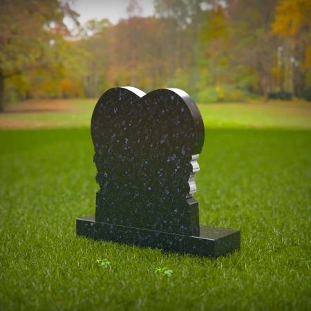 1428 - Heart-Shaped Islamic Headstone with Floral Engraving and Arabic Inscription - 2