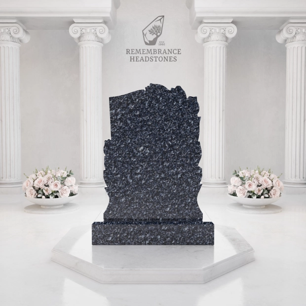 Luxury Floral Christian Granite Headstone with Cross & Doves