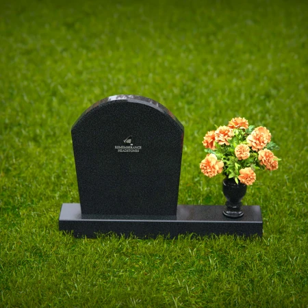 1310 - Classic Arched Granite Headstone with Single Flower Vase