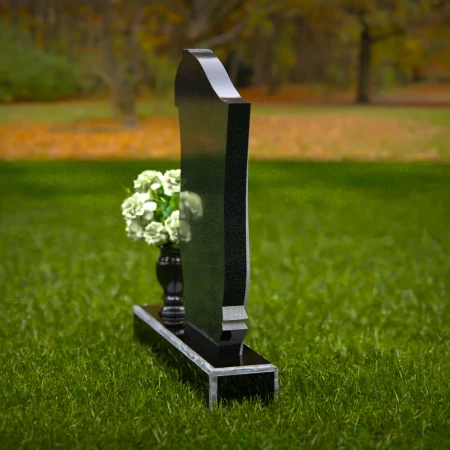 1302 - Traditional Granite Headstone with Cross Design and Flower Vase - 53