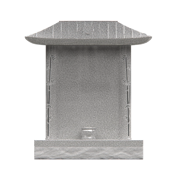 1201074 - Upright Headstone With Asian-Inspired Pagoda Roof