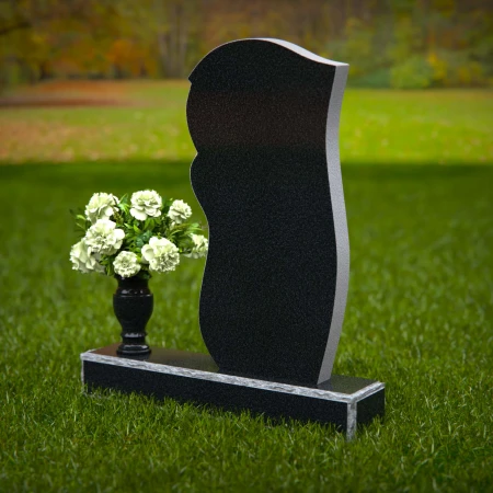 1336 - Modern Wave Design Headstone with Elegant Detailing - 56