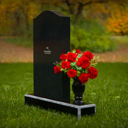 1315 - Classic Granite Headstone with Arched Top and Flower Vase - 52