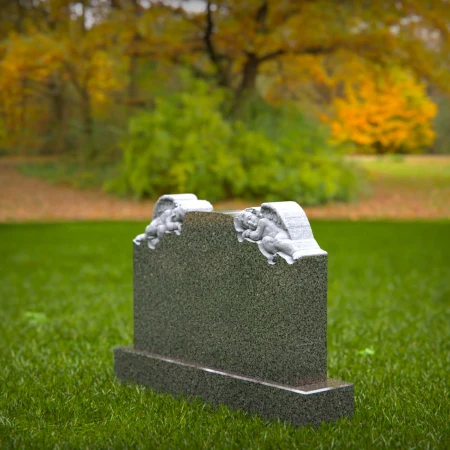 1443 - Children’s Memorial Headstone with Twin Sleeping Angels - 6