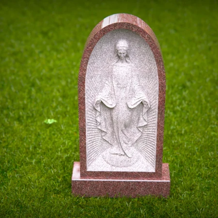 1521 - Granite Headstone with Virgin Mary Engraving - 2