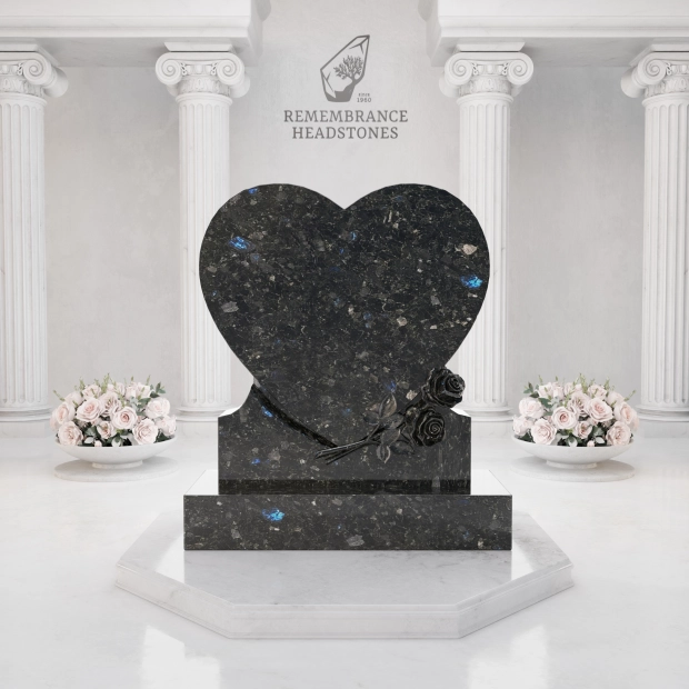 Luxury Heart Shape Granite Headstone with Portrait