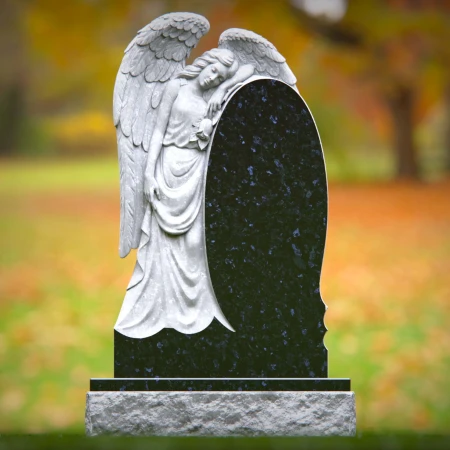 1512 - Granite Angel Memorial Headstone with Carved Sculpture - 1