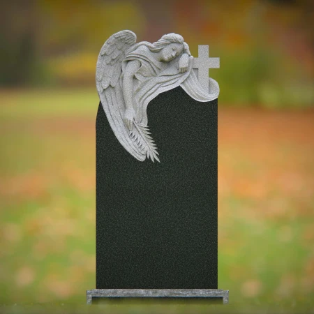 1238 - Angelic Design Granite Headstone with Cross for Memorials