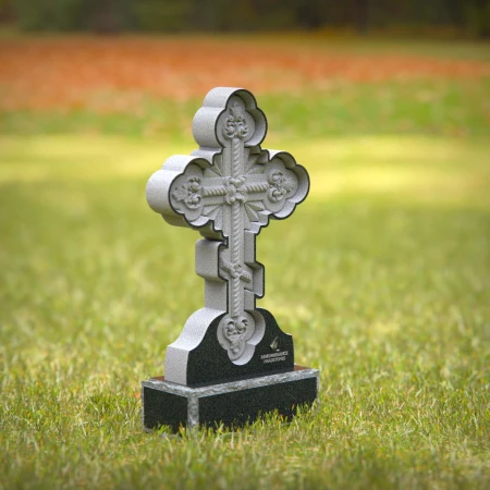 1239 - Ornate Cross Design Granite Headstone for Memorials - 50