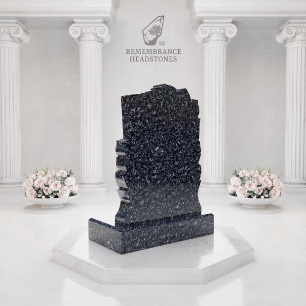 Luxury Floral Christian Granite Headstone with Cross & Doves