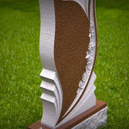 1519 - Elegant Granite Headstone with Floral Carving and Modern Design - 6