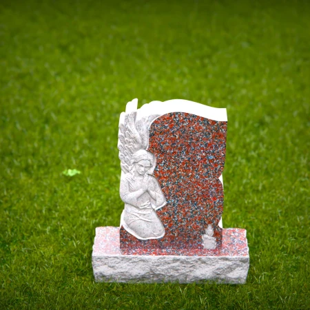 1491 - Elegant Granite Headstone with Praying Angel Sculpture for a Peaceful Tribute - 5