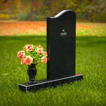 1288 - Curved Granite Headstone with Elegant Flower Vase - 56