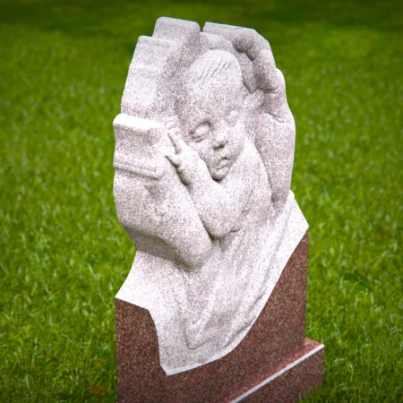 1442 - Children’s Memorial Headstone with Sleeping Baby in Angel Hands - 4