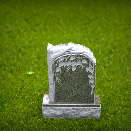 1472 - Nature-Inspired Granite Headstone with Engraved Vine and Leaves - 6