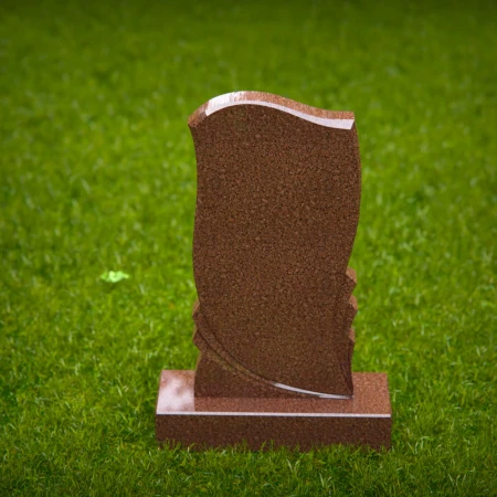 1486 - Modern Brown Granite Memorial Headstone with Elegant Curved Design - 6