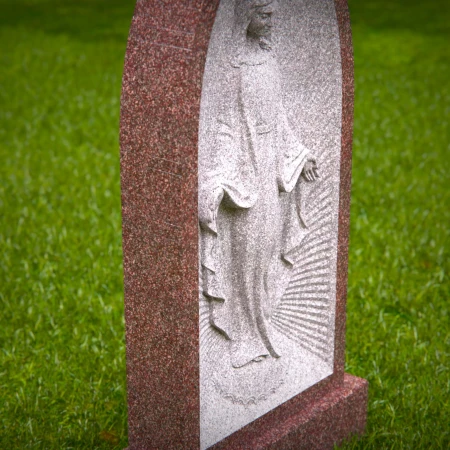 1521 - Granite Headstone with Virgin Mary Engraving - 6