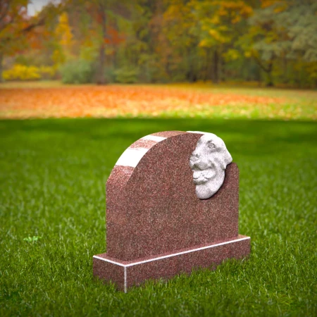 1462 - Brown Granite Dog Memorial Headstone with Carved Dog Portrait - 6