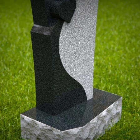 1567 - Modern Black and White Granite Headstone with Abstract Design - 6