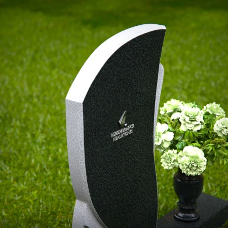 1364 - Elegant Curved Granite Headstone with Modern Carved Accents - 25