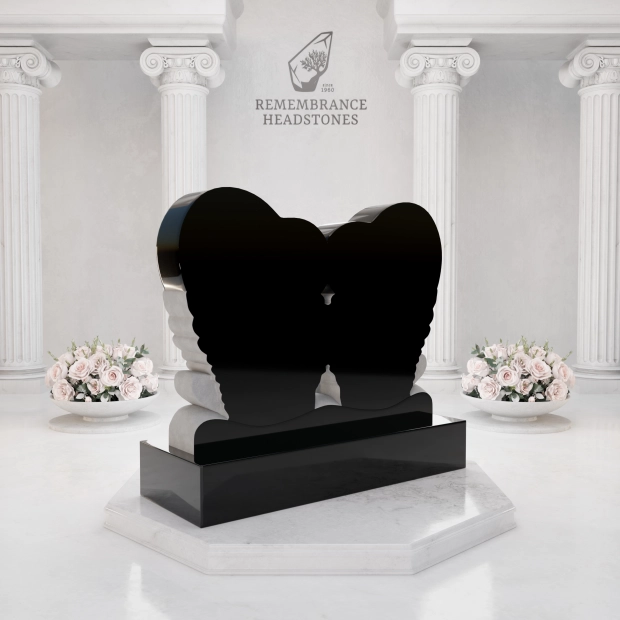 Luxury Double Heart Memorial with Eternal Swans